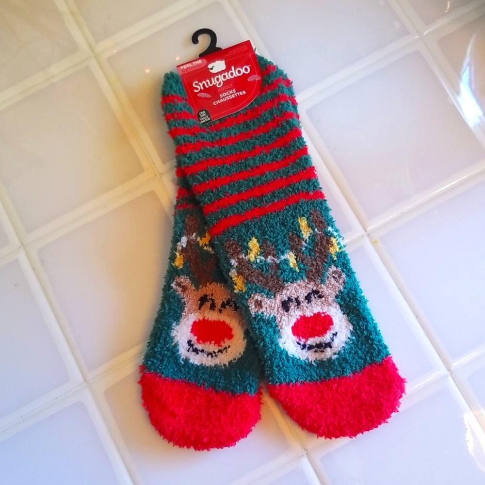 Christmas Reindeer Soft Socks Snugadoo Adult One Size